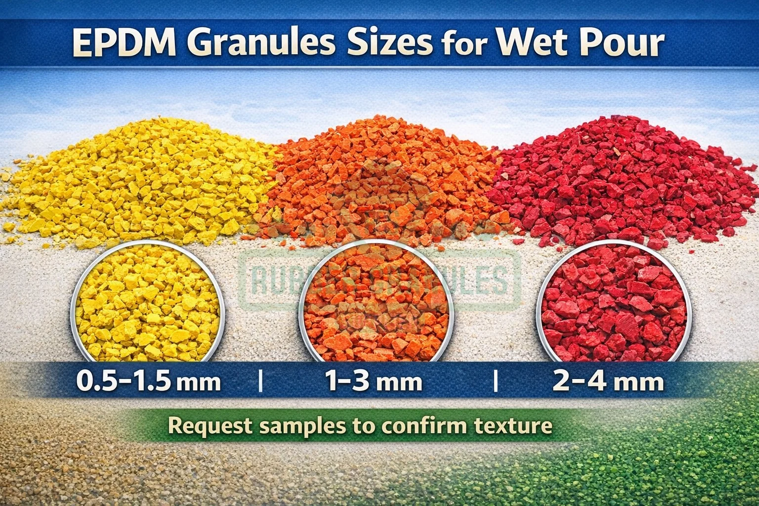 Granulometrías de gránulos EPDM para suelos de caucho continuo