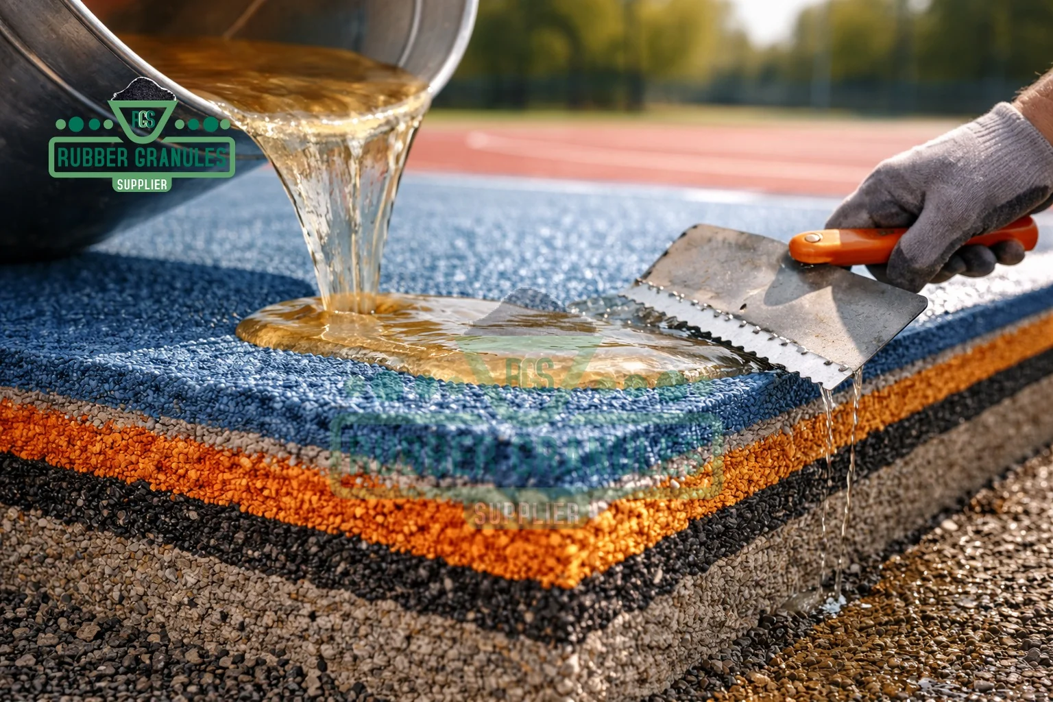 PU Binder application with SBR and EPDM rubber granules