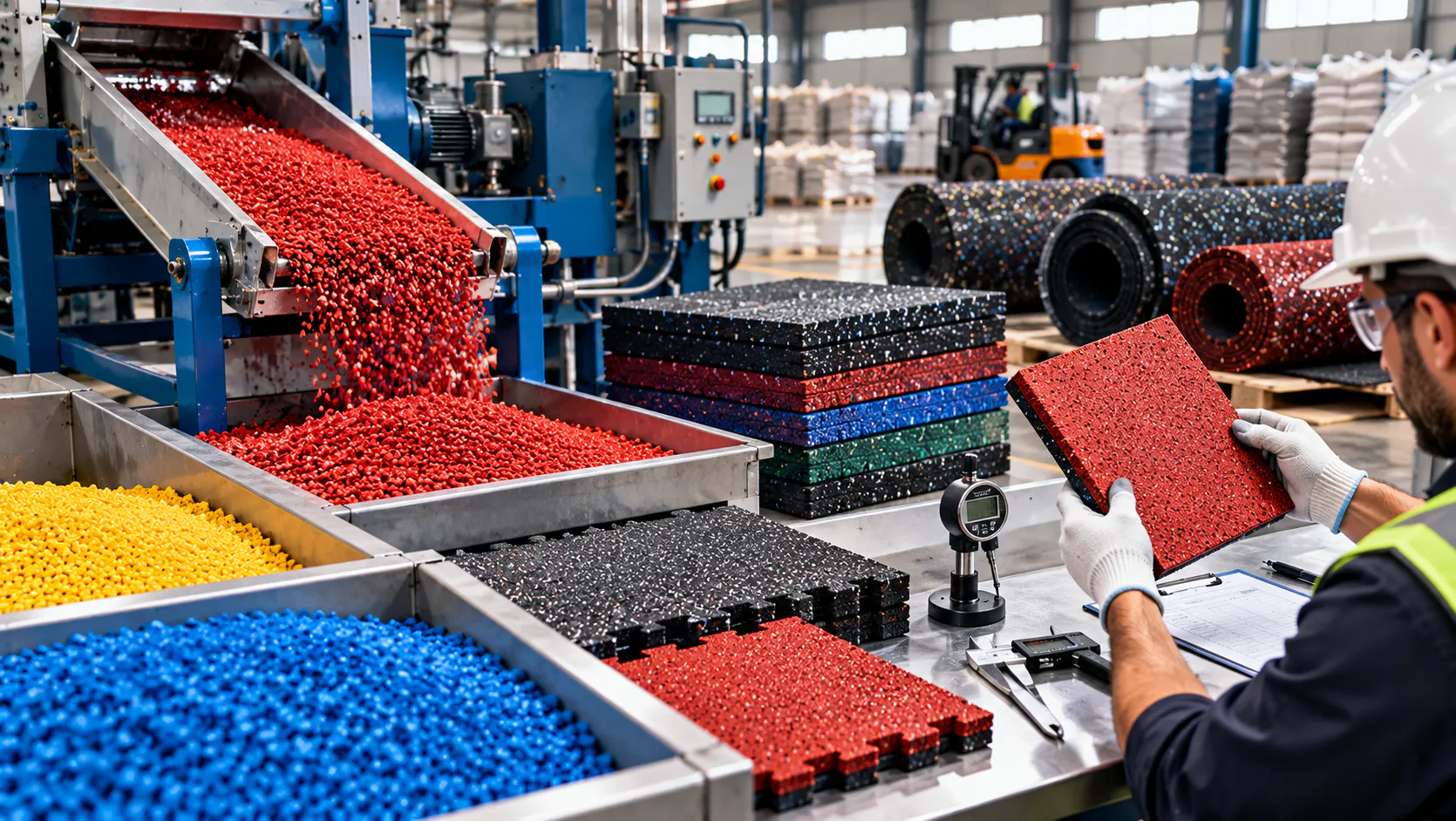 Rubber granules manufacturing and quality control process