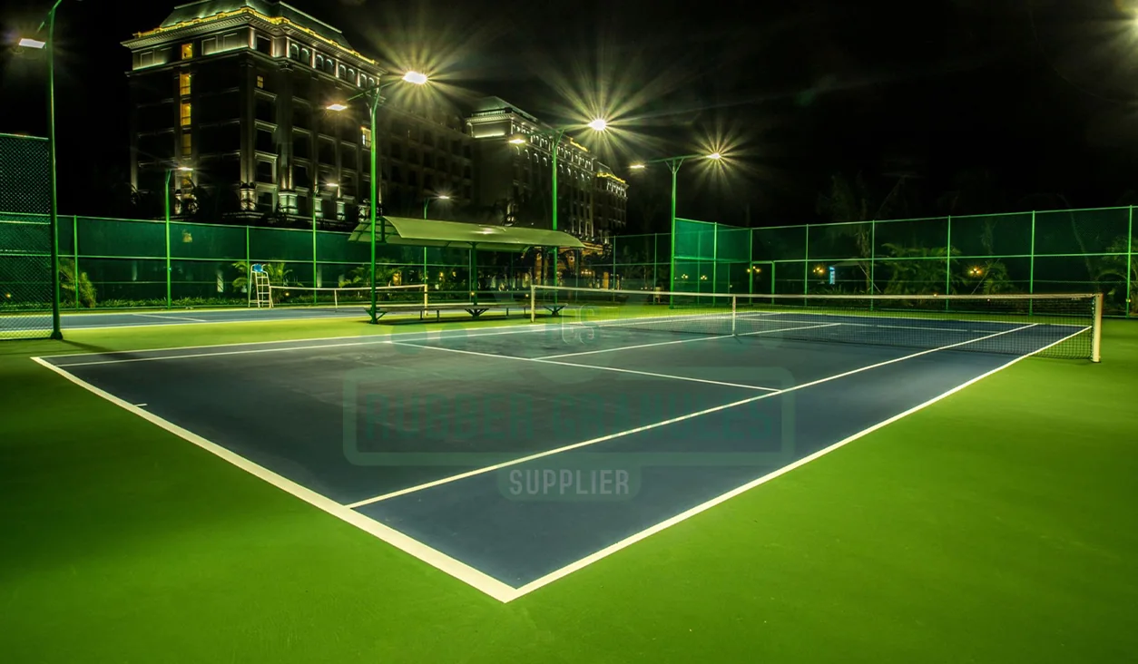 Pista deportiva con suelo de caucho